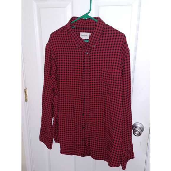 Goodfellow & Co Men's Flannel Shirt Size 2XL Soft Cotton Buffalo Red Button Up - Picture 4 of 9